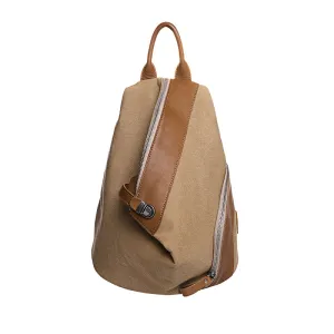 Cool Womens Small Canvas and Leather Backpack Purse Rucksack Bags with Zipper for Women