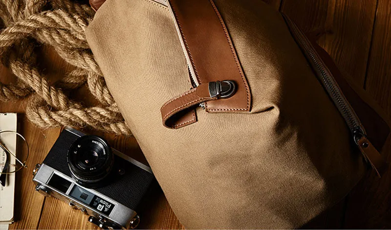 Cool Womens Small Canvas and Leather Backpack Purse Rucksack Bags with Zipper for Women