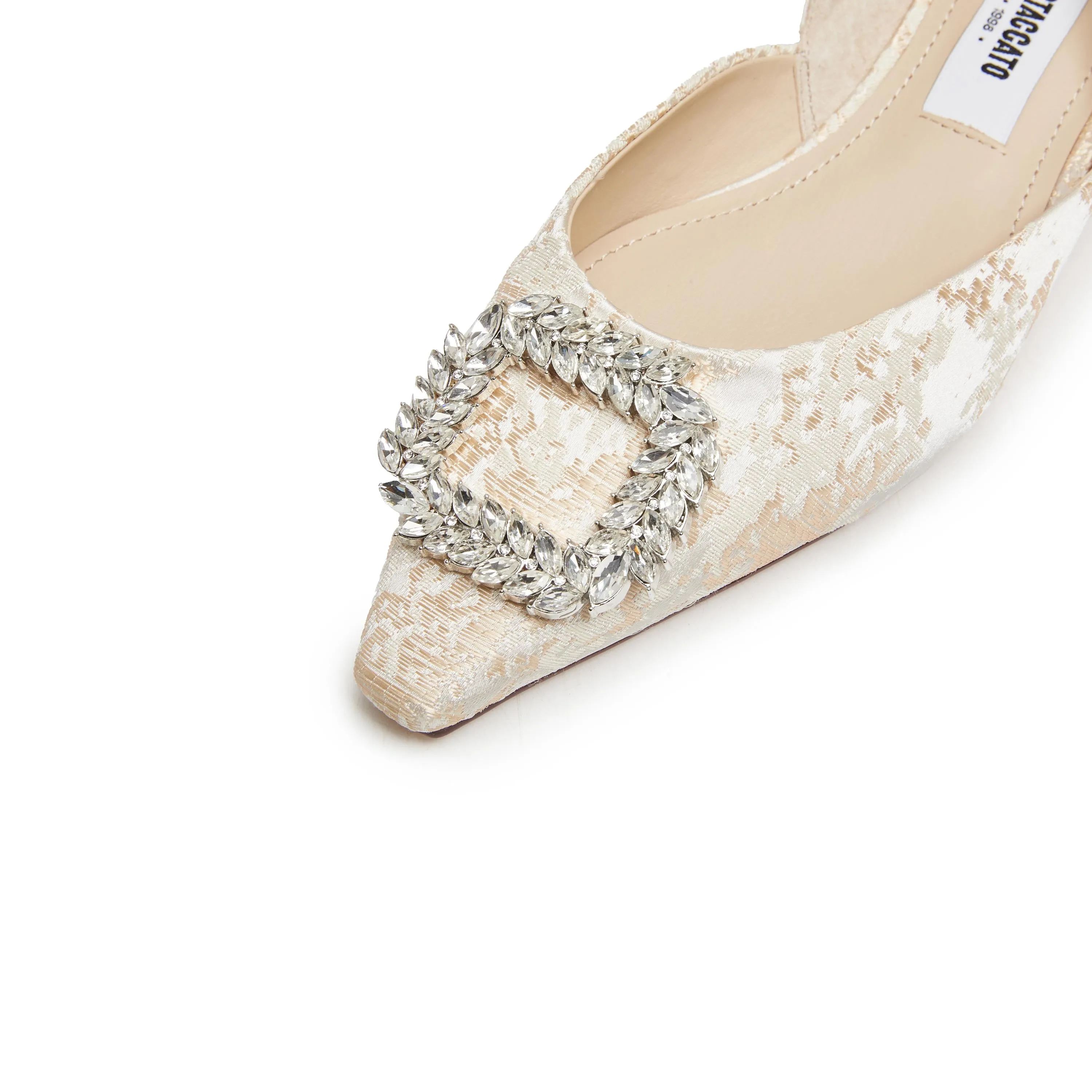 Crystal Buckle Jacquard Pointed Flats