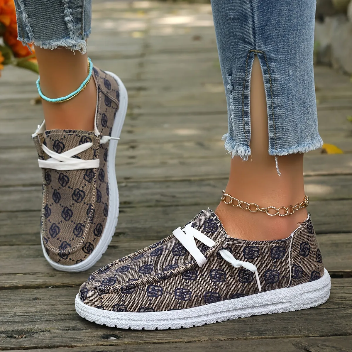 Dames zomer loafer-light slip-on schoenen met bloemenpatronen