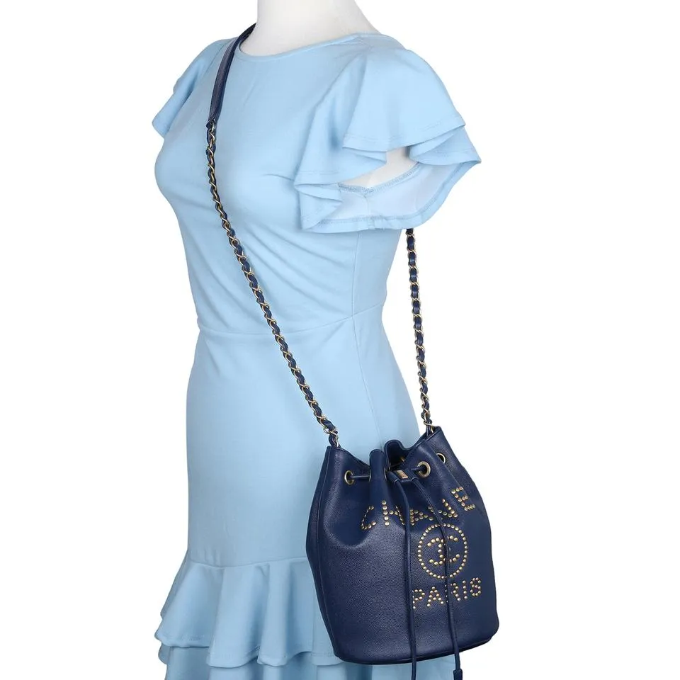 Deauville Drawstring Bucket Crossbody Bag Studded (Authentic Pre-owned)