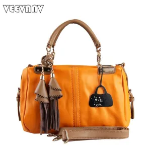 Designer Tassel Leather Handbag for Women