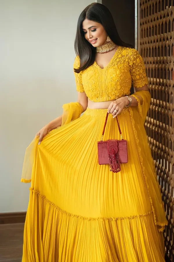 Designer Yellow Ruffle Lehenga Choli With Price 2022