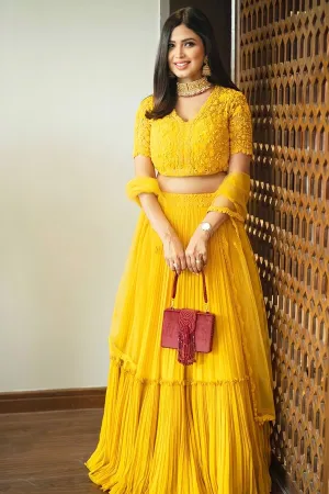 Designer Yellow Ruffle Lehenga Choli With Price 2022