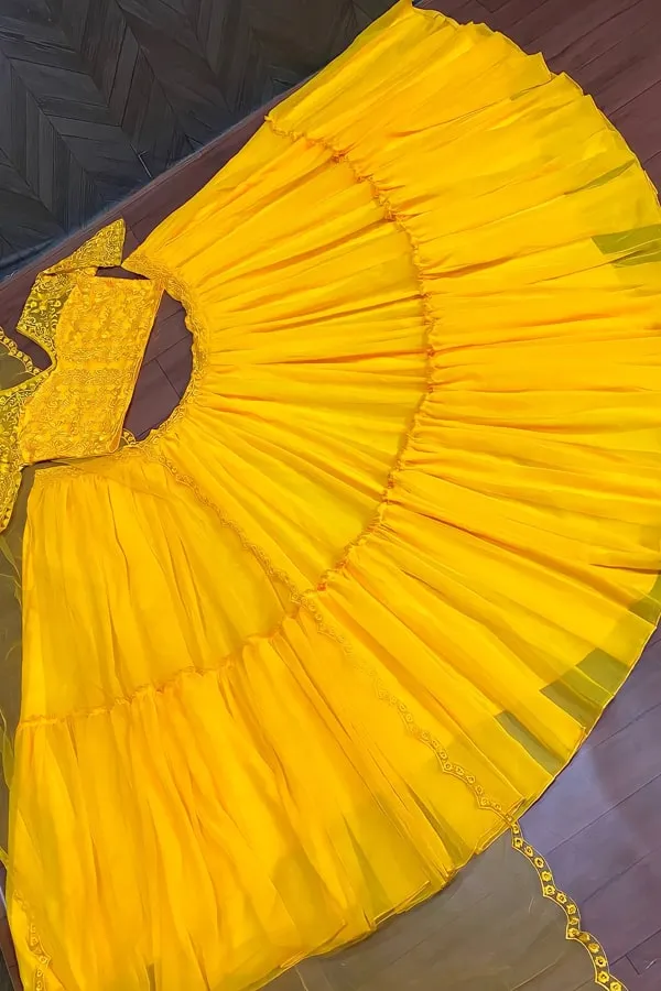 Designer Yellow Ruffle Lehenga Choli With Price 2022