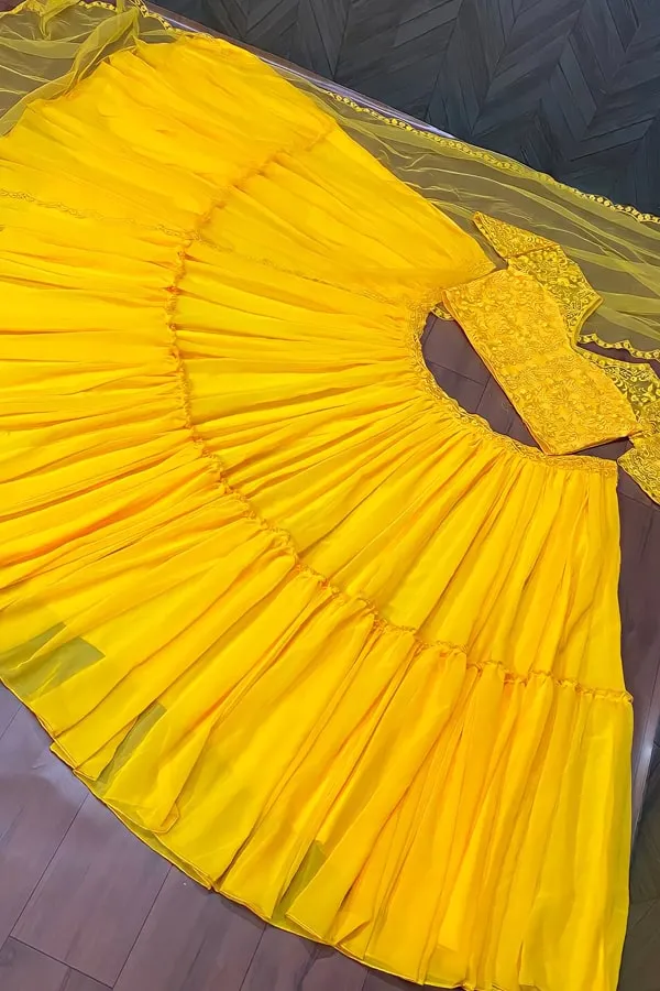 Designer Yellow Ruffle Lehenga Choli With Price 2022