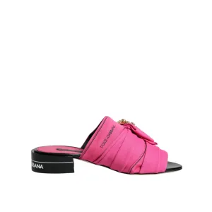 Dolce & Gabbana Pink Black Crystal Slides Sandals Shoes