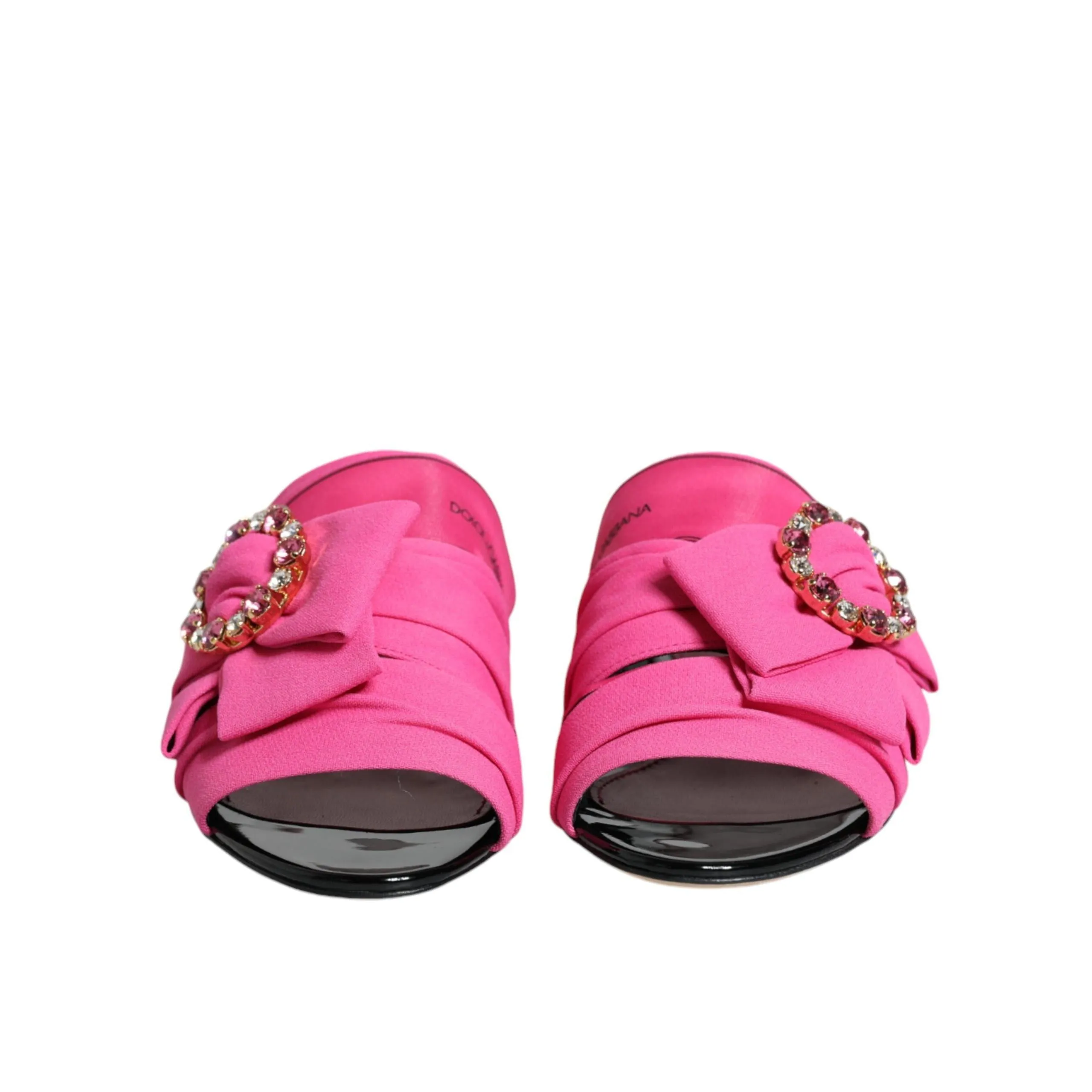Dolce & Gabbana Pink Black Crystal Slides Sandals Shoes