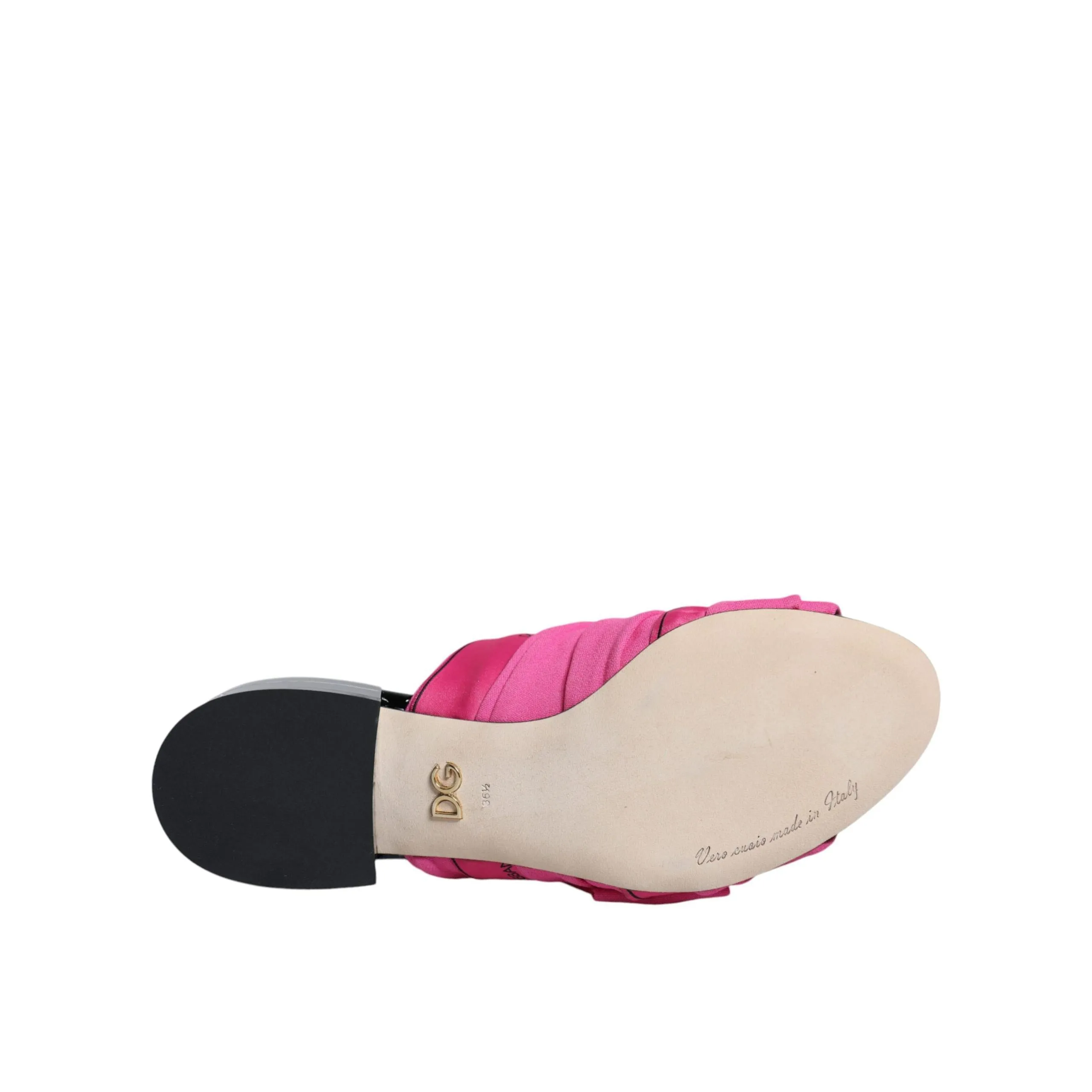 Dolce & Gabbana Pink Black Crystal Slides Sandals Shoes