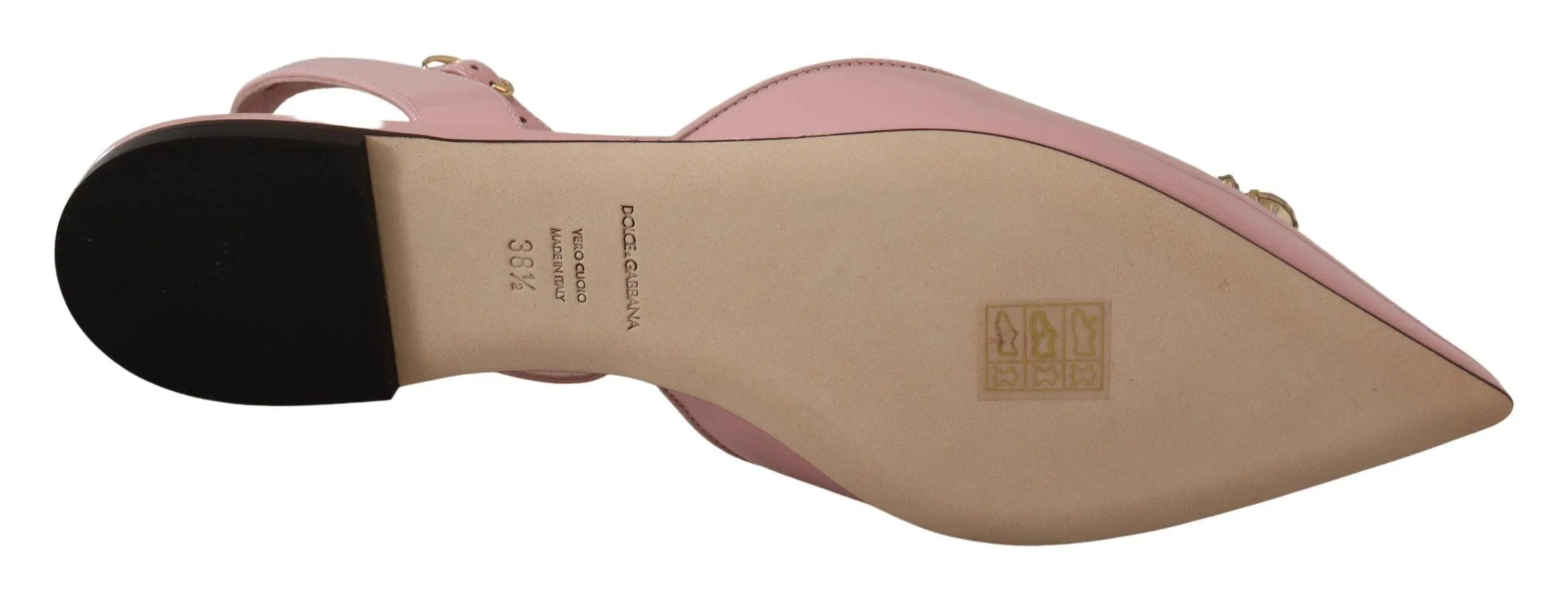 Dolce & Gabbana Pink Leather Slingbacks Crystal Pumps Shoes