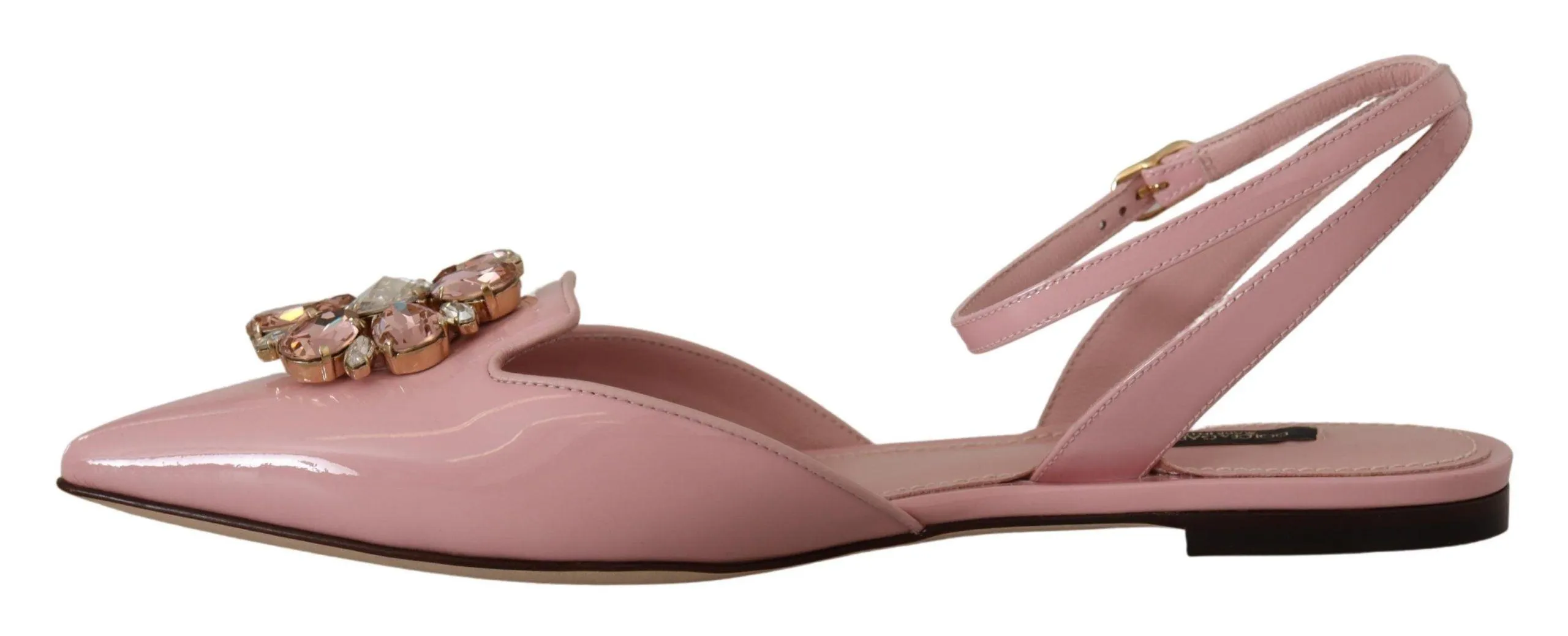 Dolce & Gabbana Pink Leather Slingbacks Crystal Pumps Shoes