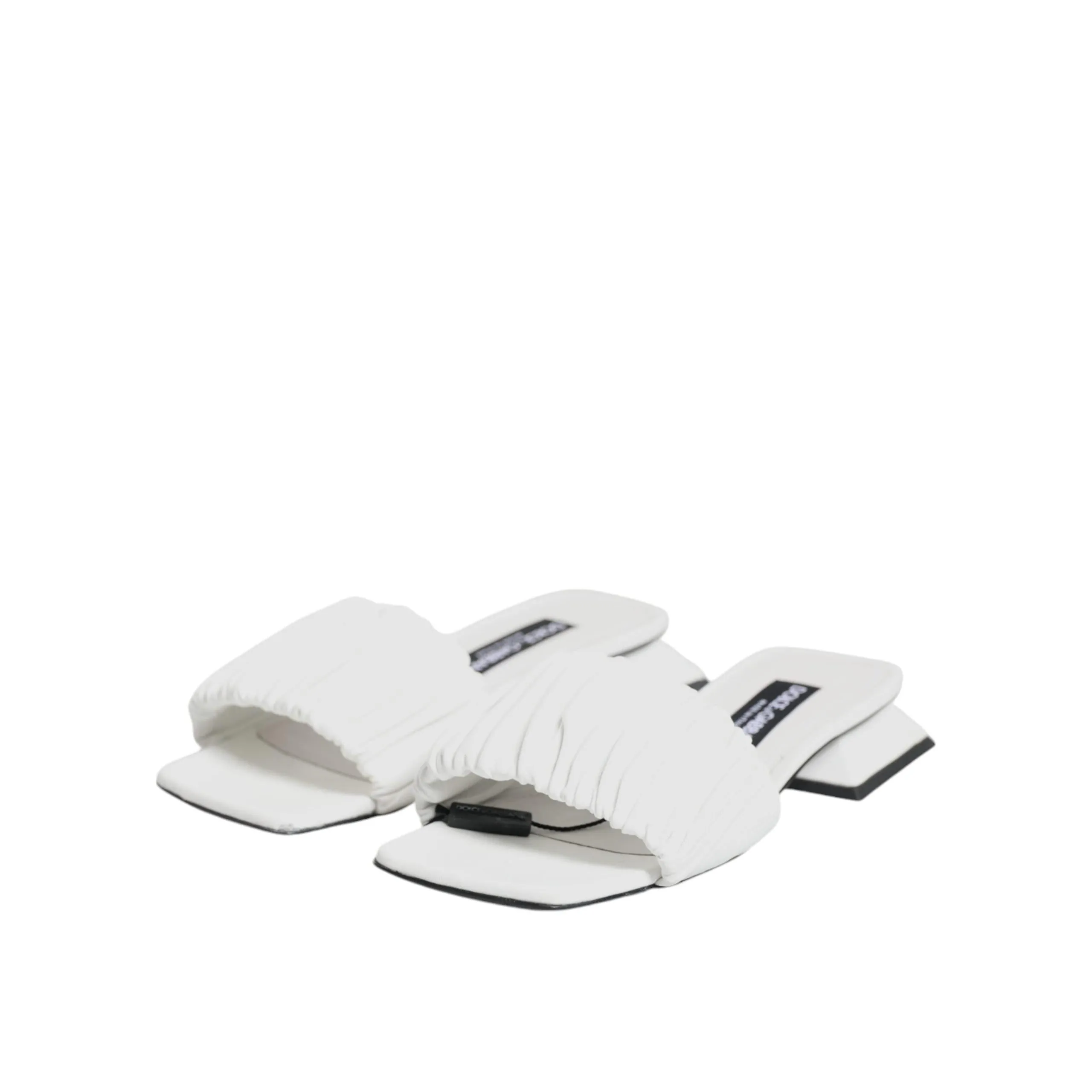 Dolce & Gabbana White Leather Slides Flats Sandals Shoes