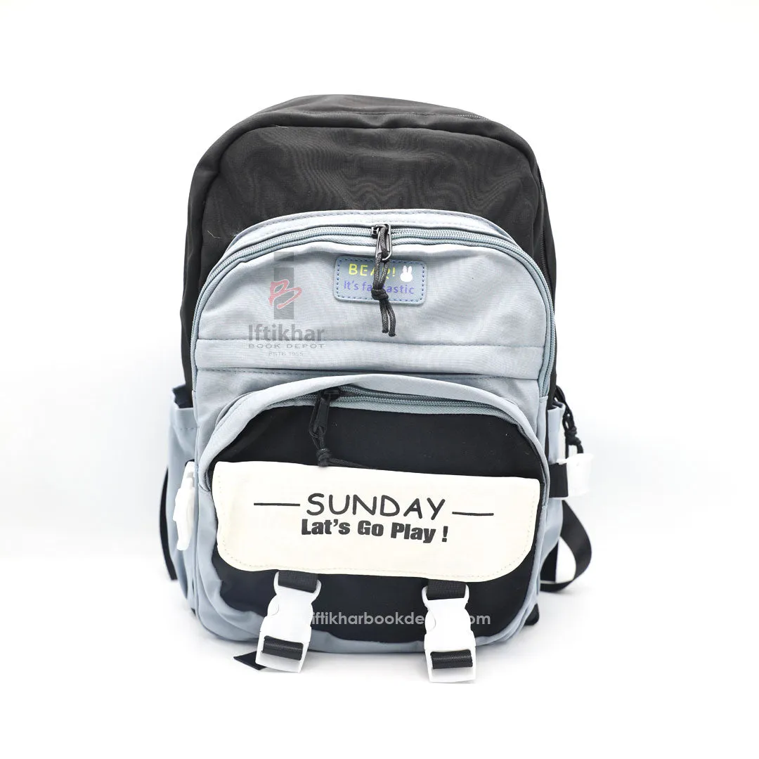 Double Color Bear Bag Pack Grey & Black