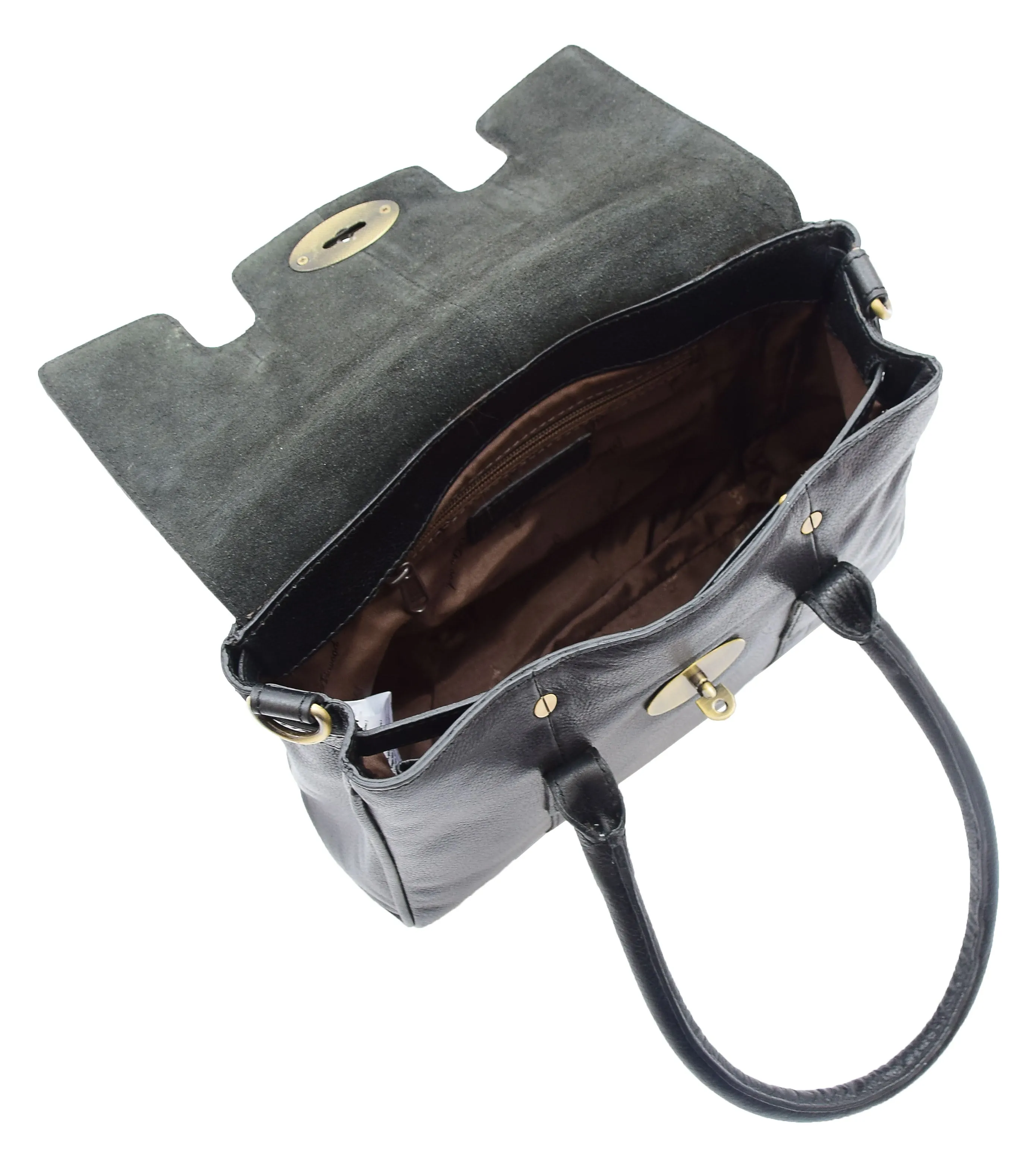 DR304 Women's Leather Shoulder Handbag Hobo Dress Bag Black