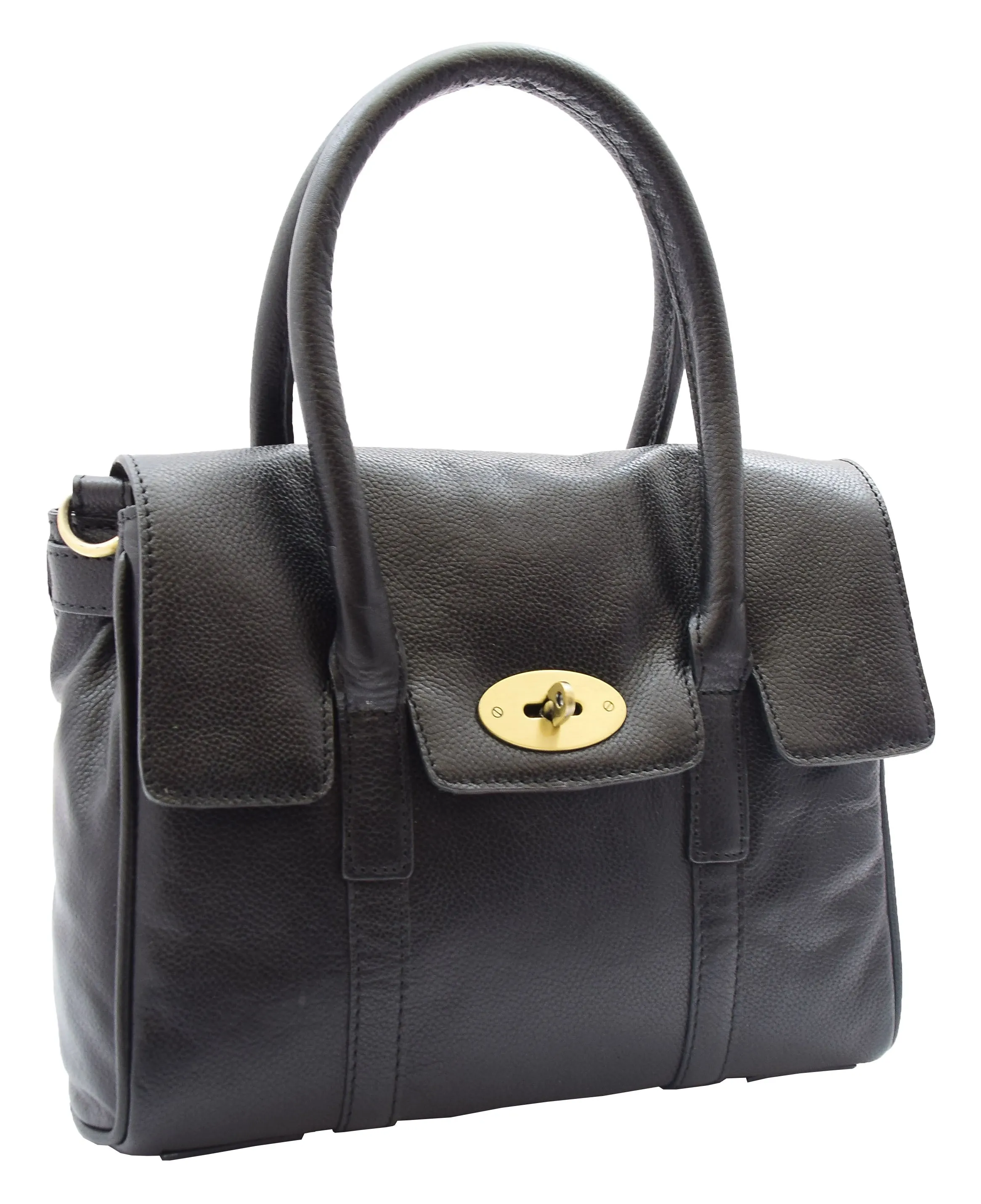 DR304 Women's Leather Shoulder Handbag Hobo Dress Bag Black