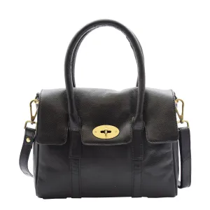 DR304 Women's Leather Shoulder Handbag Hobo Dress Bag Black