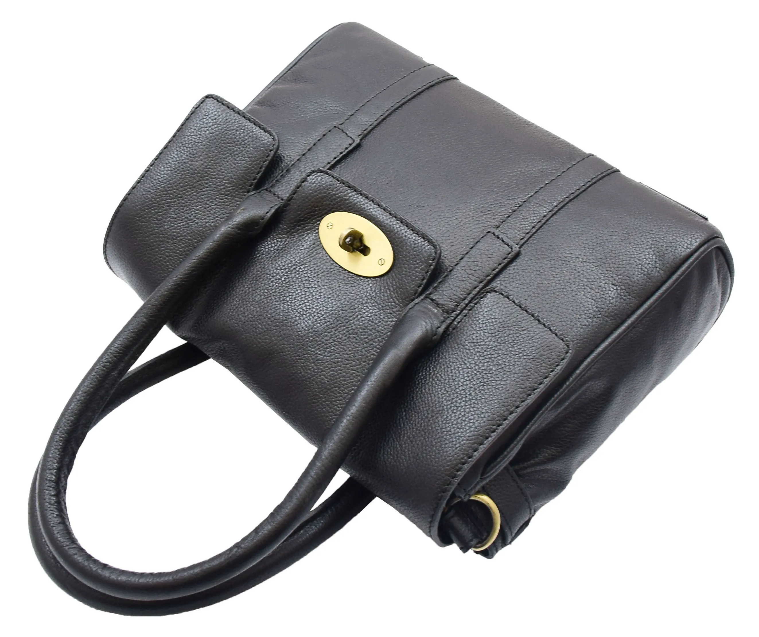 DR304 Women's Leather Shoulder Handbag Hobo Dress Bag Black