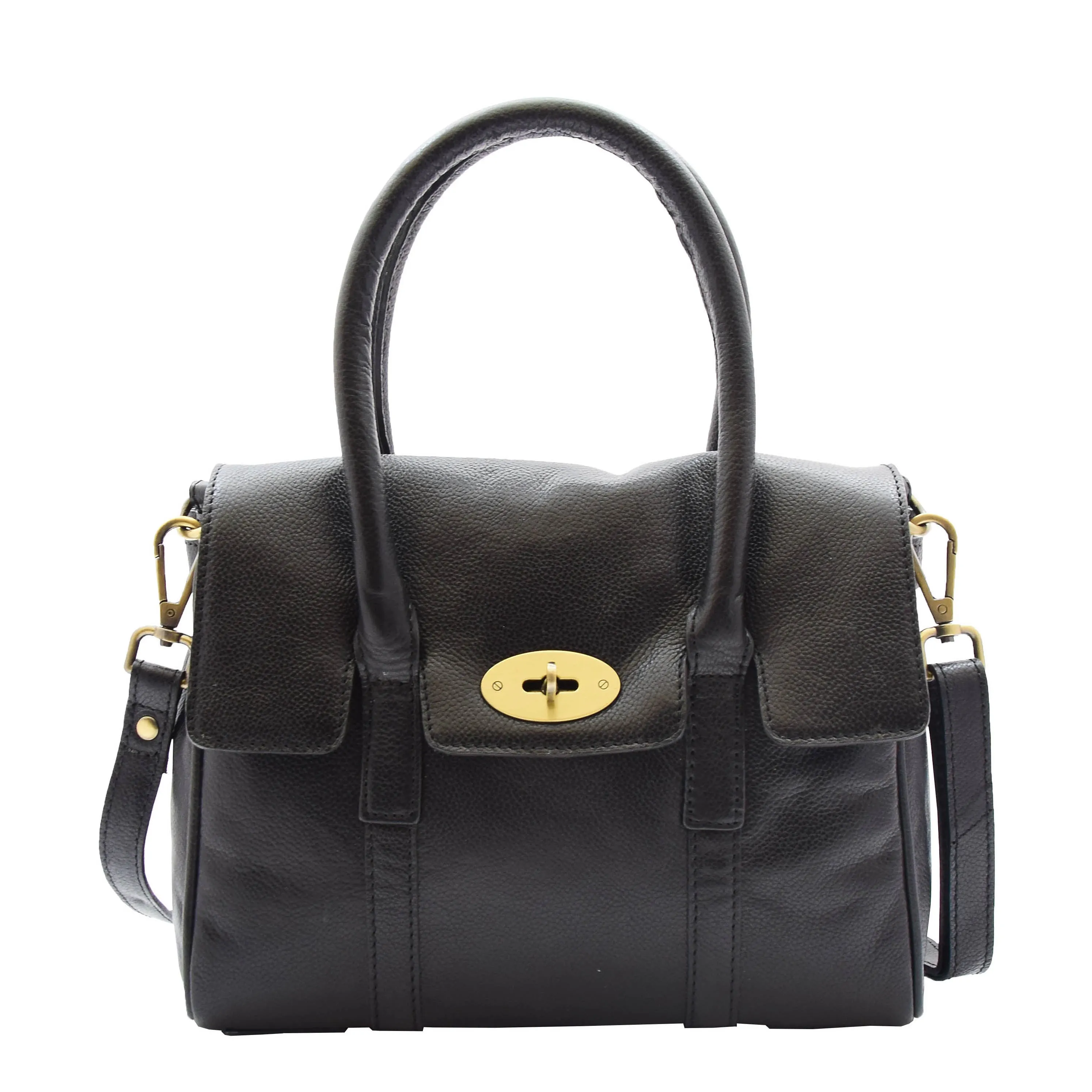 DR304 Women's Leather Shoulder Handbag Hobo Dress Bag Black