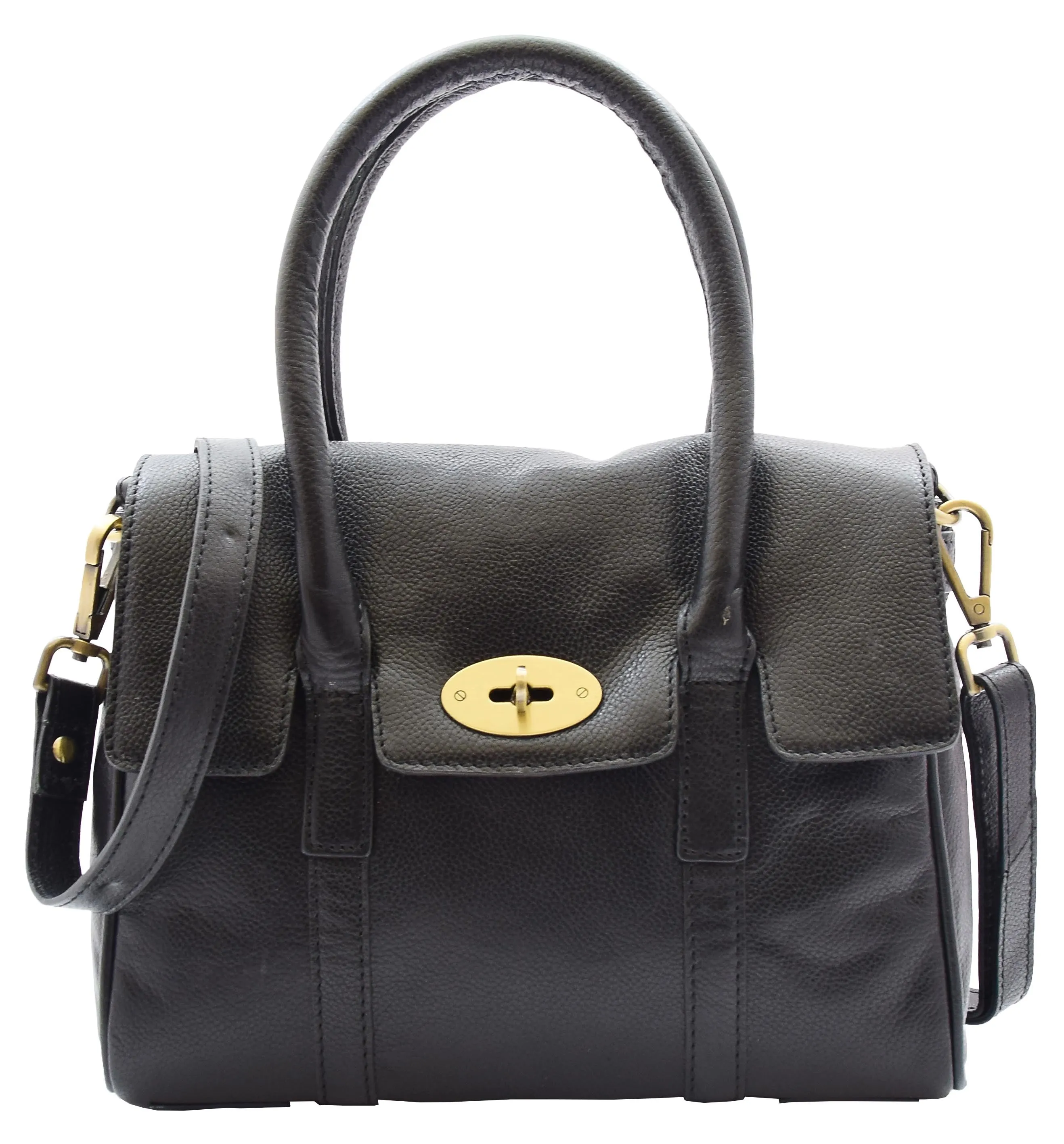 DR304 Women's Leather Shoulder Handbag Hobo Dress Bag Black