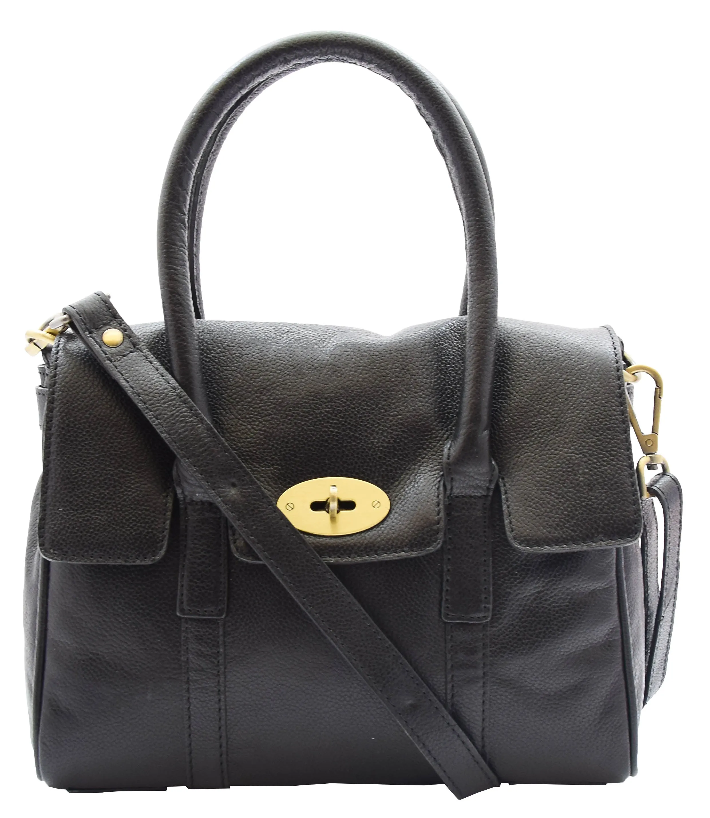 DR304 Women's Leather Shoulder Handbag Hobo Dress Bag Black