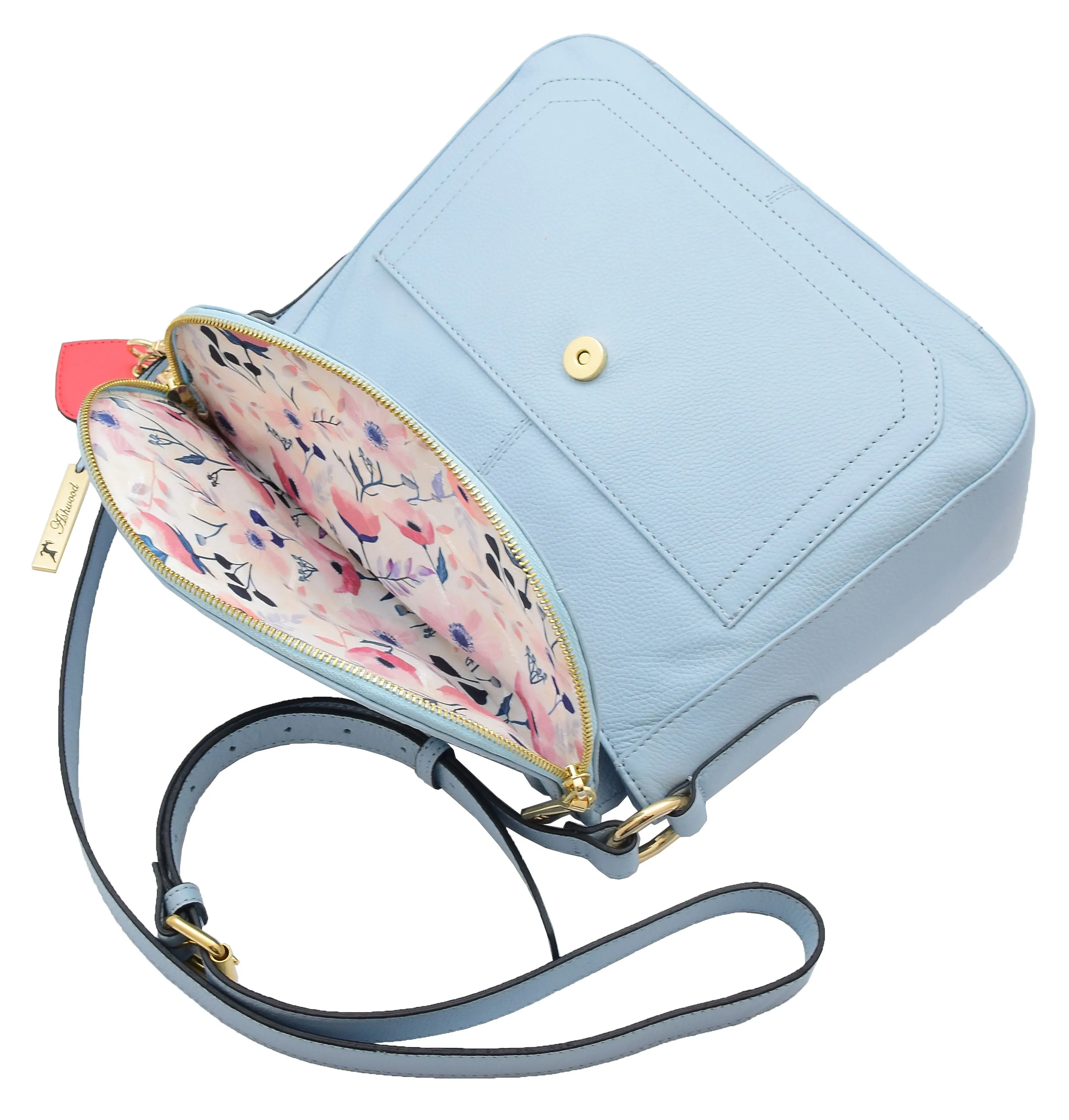 DR306 Women's Genuine Leather Crossbody Bag Sky Blue