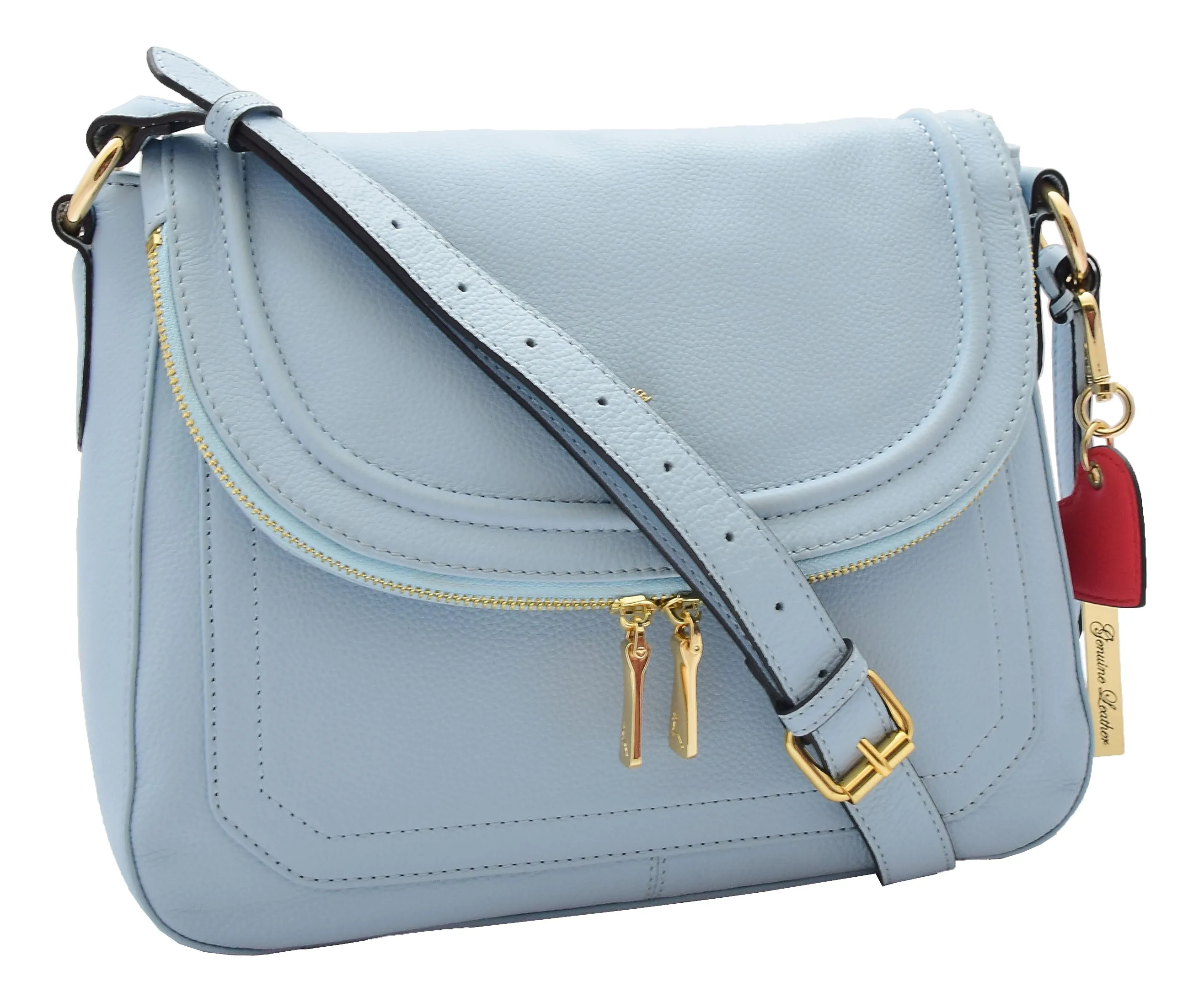 DR306 Women's Genuine Leather Crossbody Bag Sky Blue