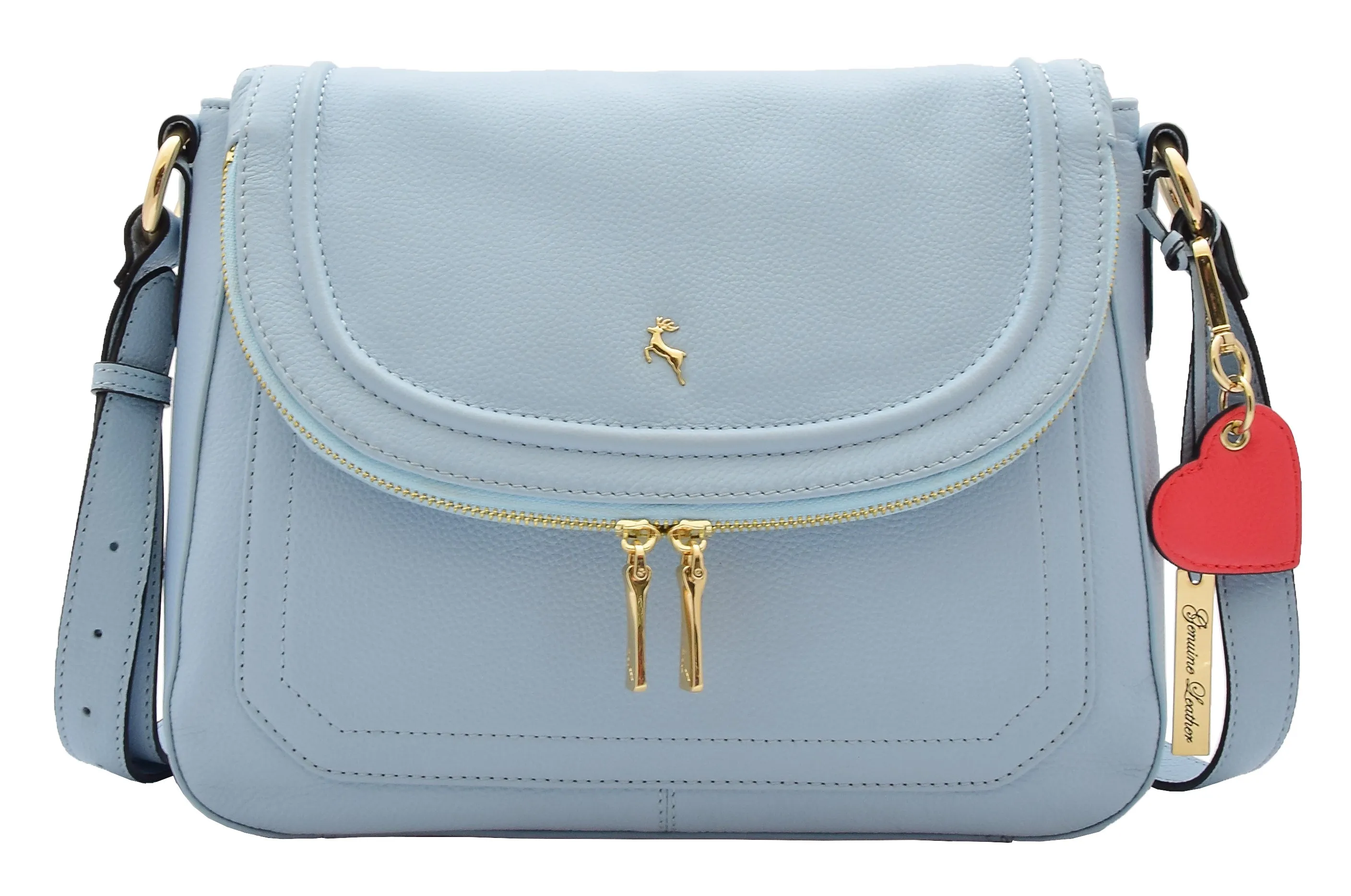 DR306 Women's Genuine Leather Crossbody Bag Sky Blue