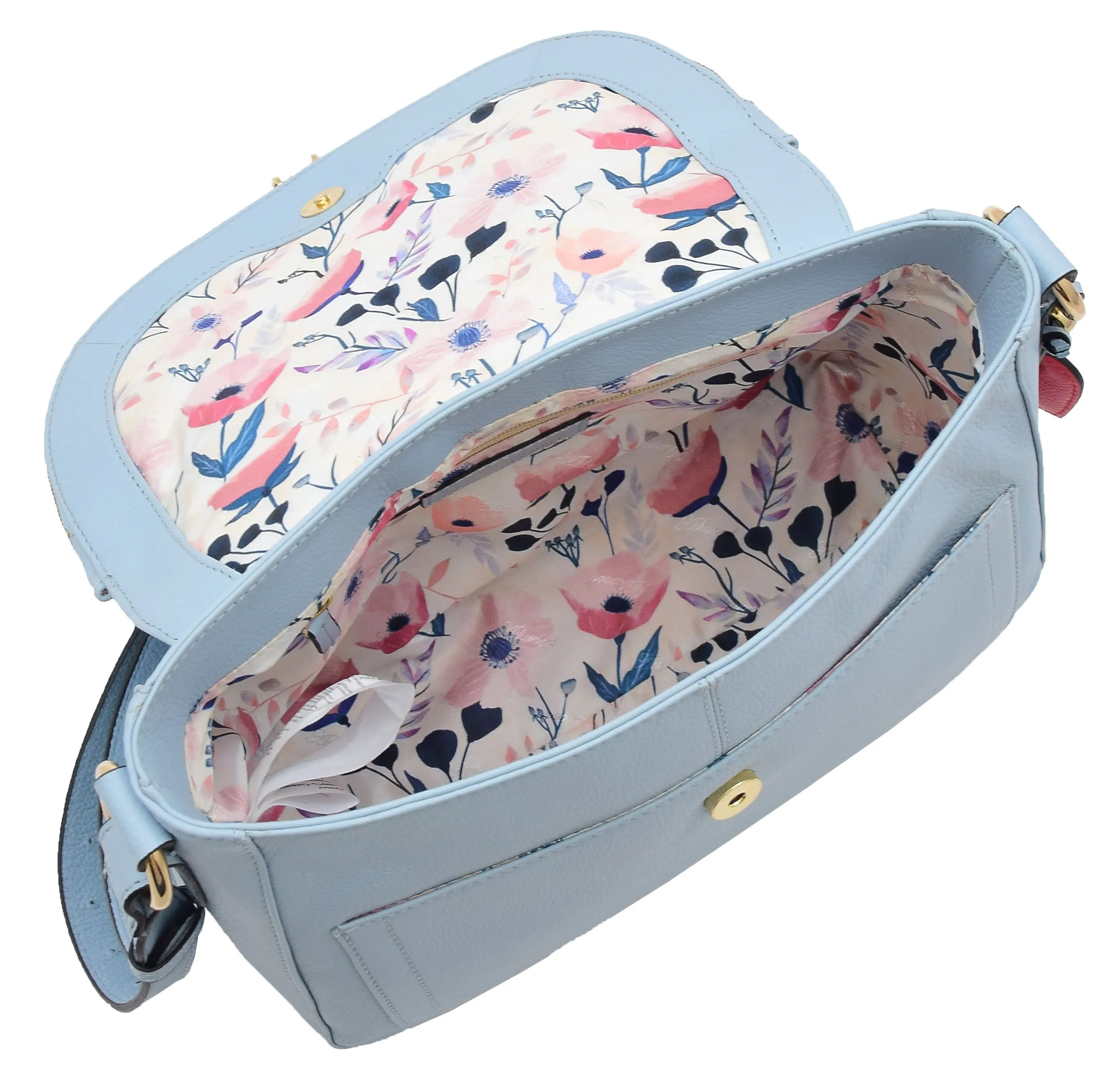 DR306 Women's Genuine Leather Crossbody Bag Sky Blue
