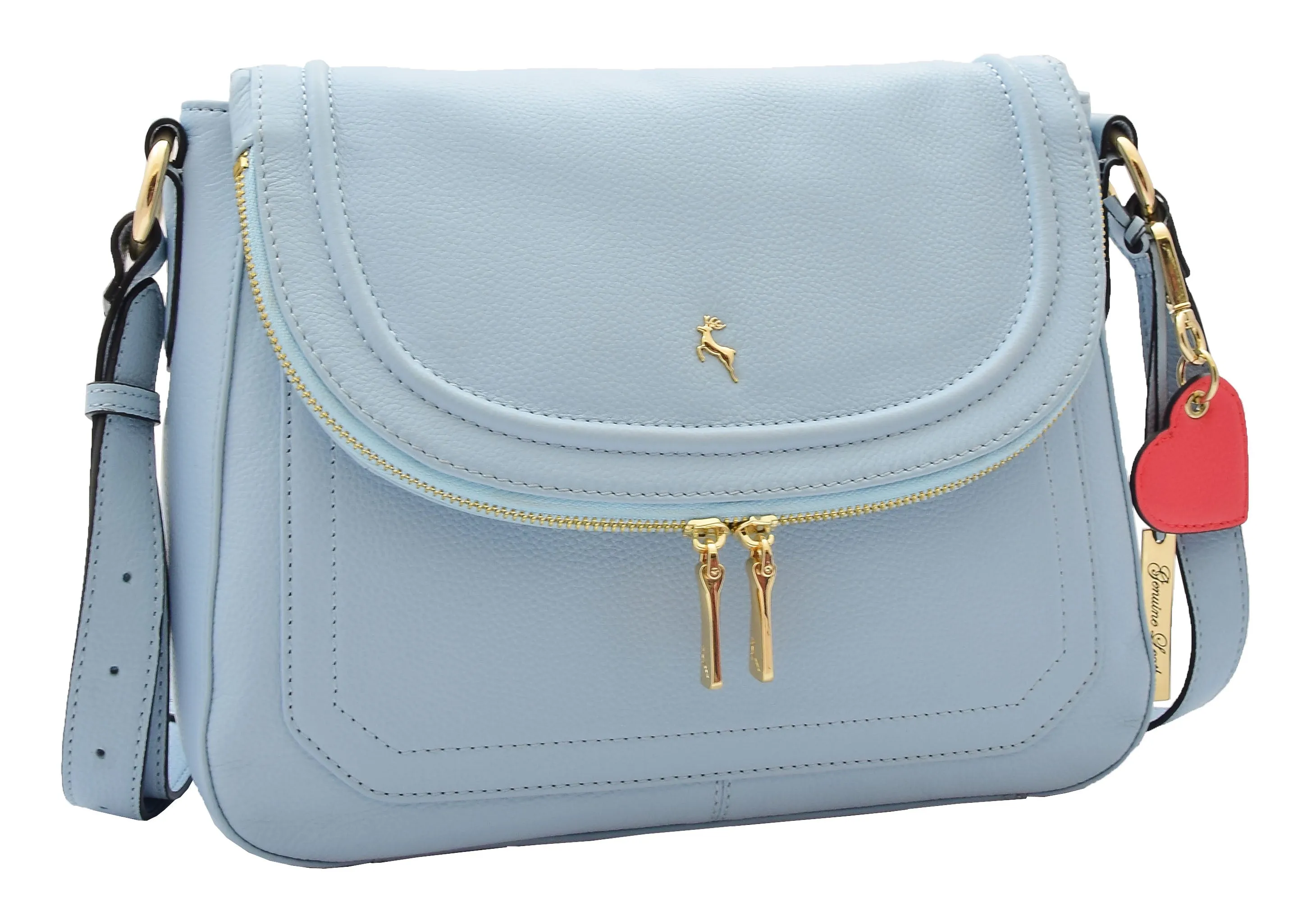 DR306 Women's Genuine Leather Crossbody Bag Sky Blue