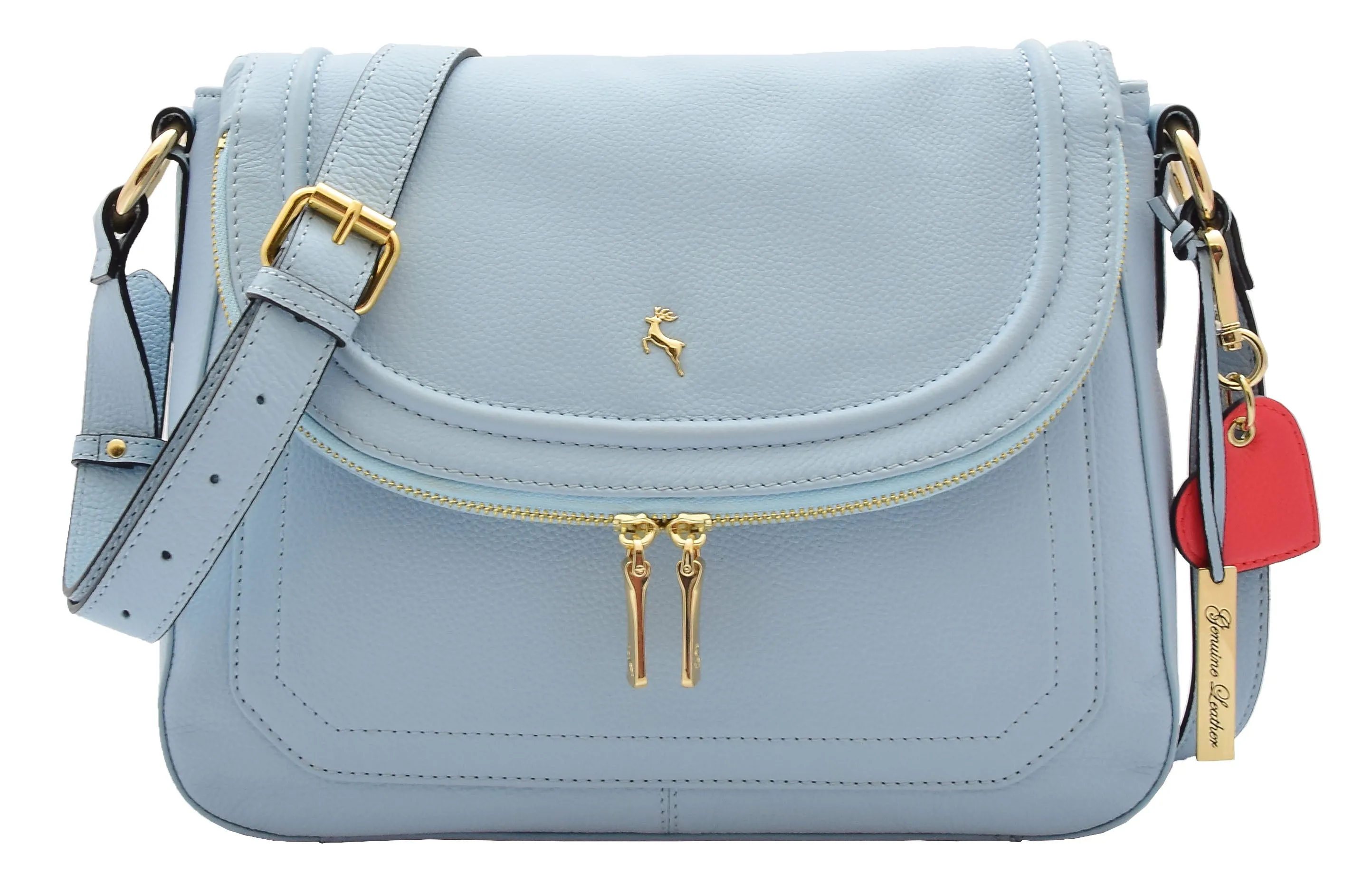 DR306 Women's Genuine Leather Crossbody Bag Sky Blue