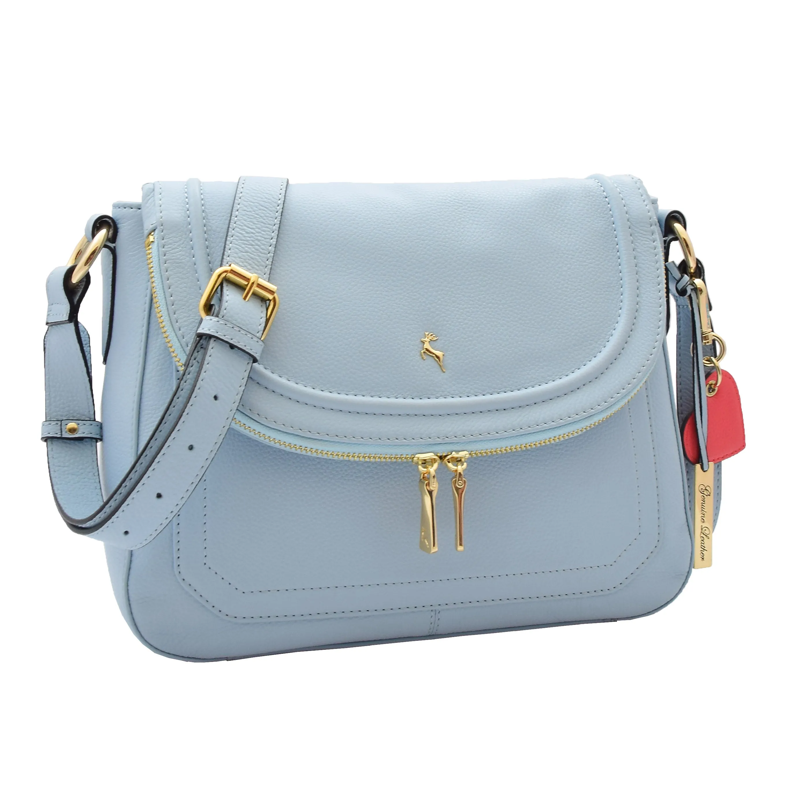 DR306 Women's Genuine Leather Crossbody Bag Sky Blue