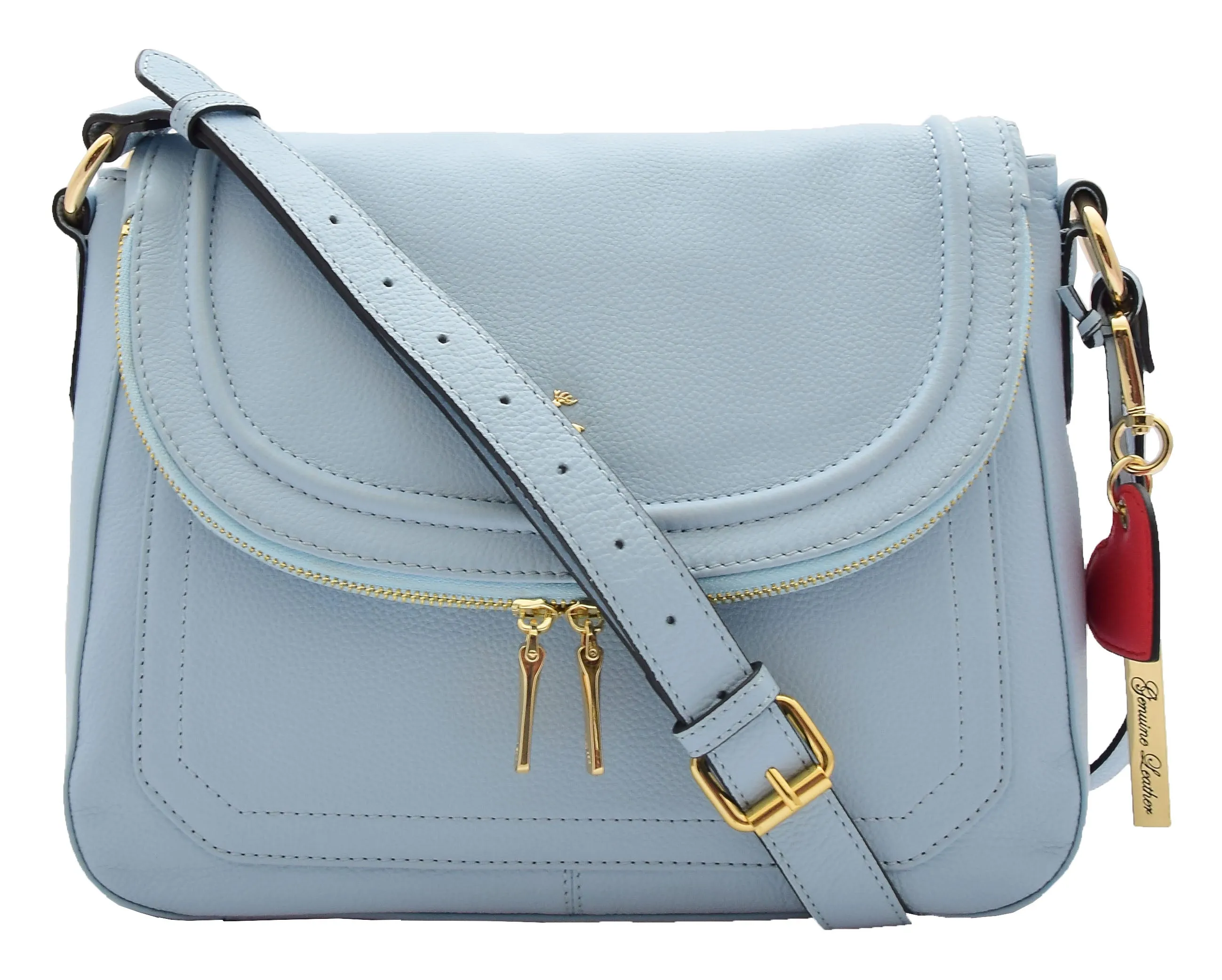 DR306 Women's Genuine Leather Crossbody Bag Sky Blue