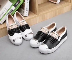 Europe Style Ladies Studded Spiked Shoes Round Toe Creepers Lazy Shoes Fashion Zapatillas Mujer Casual Platform Shoes