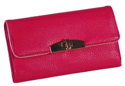 Faux Leather Flap Over Lock Purse