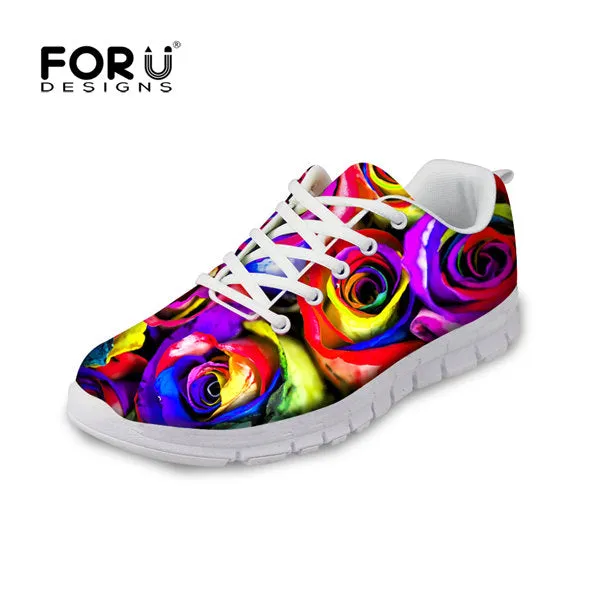 FORUDESIGNS Women Casual Shoes Fancy Rose Floral Pattern Footwear Autumn Female Breathable Shoes Women Walking Shoes Ladies 2016