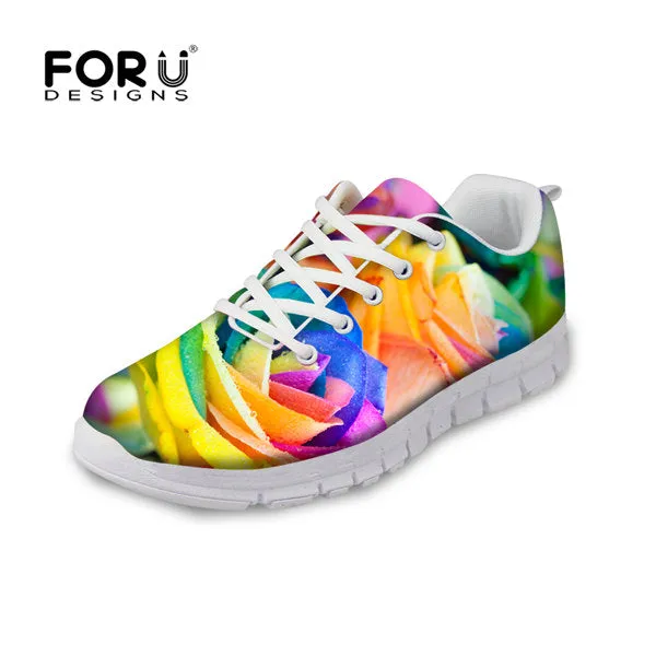 FORUDESIGNS Women Casual Shoes Fancy Rose Floral Pattern Footwear Autumn Female Breathable Shoes Women Walking Shoes Ladies 2016