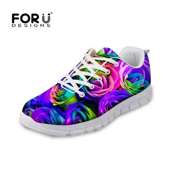 FORUDESIGNS Women Casual Shoes Fancy Rose Floral Pattern Footwear Autumn Female Breathable Shoes Women Walking Shoes Ladies 2016