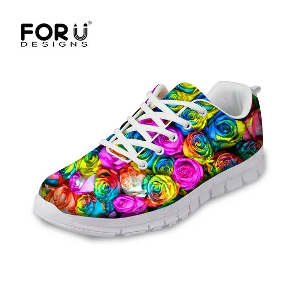 FORUDESIGNS Women Casual Shoes Fancy Rose Floral Pattern Footwear Autumn Female Breathable Shoes Women Walking Shoes Ladies 2016