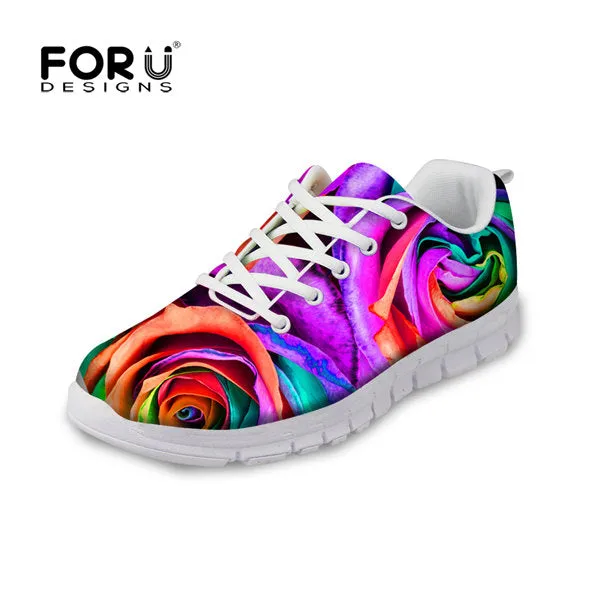 FORUDESIGNS Women Casual Shoes Fancy Rose Floral Pattern Footwear Autumn Female Breathable Shoes Women Walking Shoes Ladies 2016