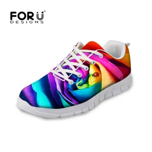 FORUDESIGNS Women Casual Shoes Fancy Rose Floral Pattern Footwear Autumn Female Breathable Shoes Women Walking Shoes Ladies 2016