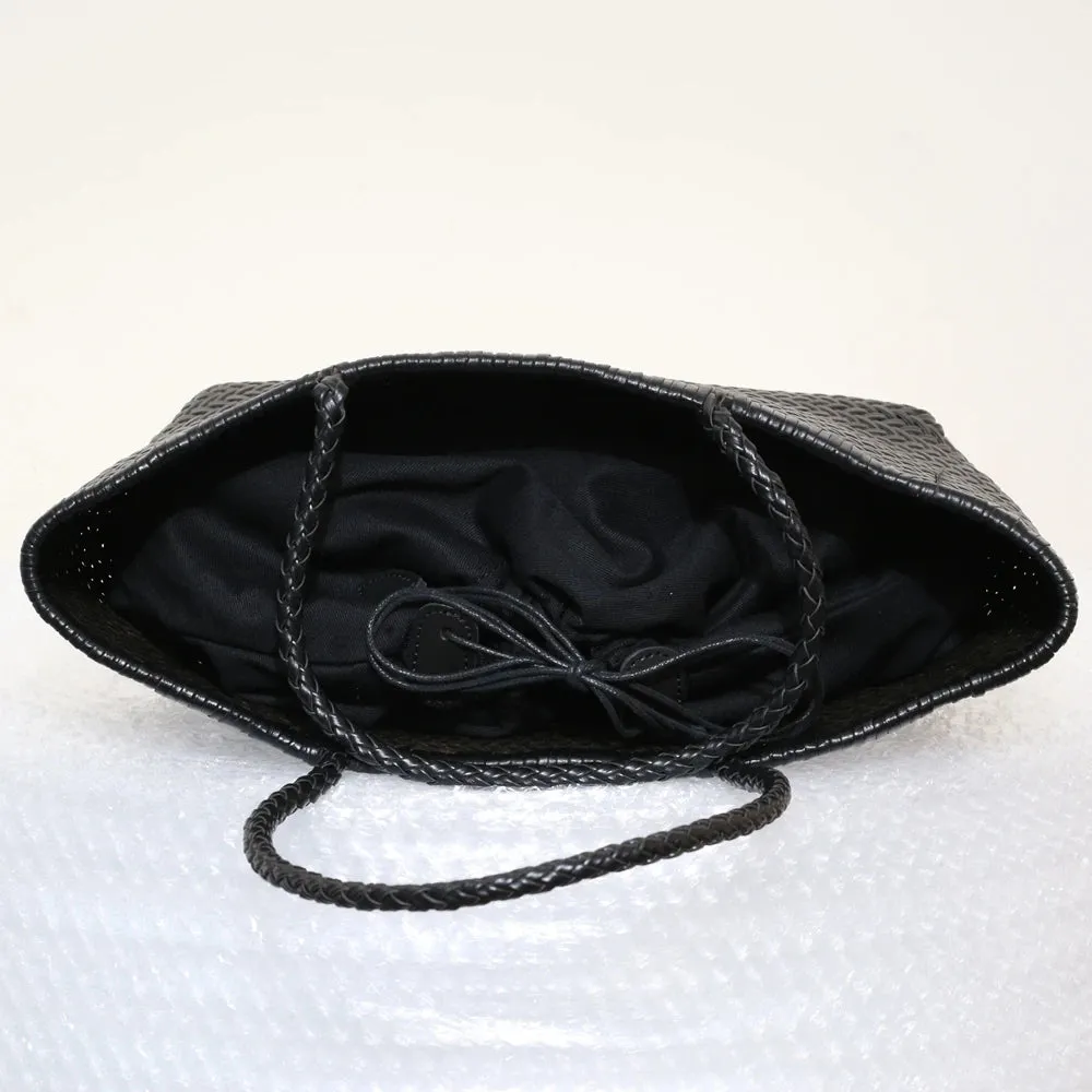 Genuine Leather Bag Weaving Casual Big Tote Purse Cowhide Handbags