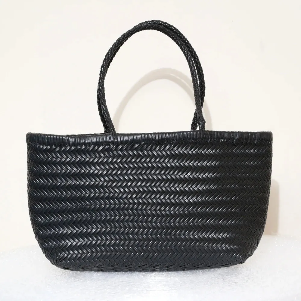 Genuine Leather Bag Weaving Casual Big Tote Purse Cowhide Handbags
