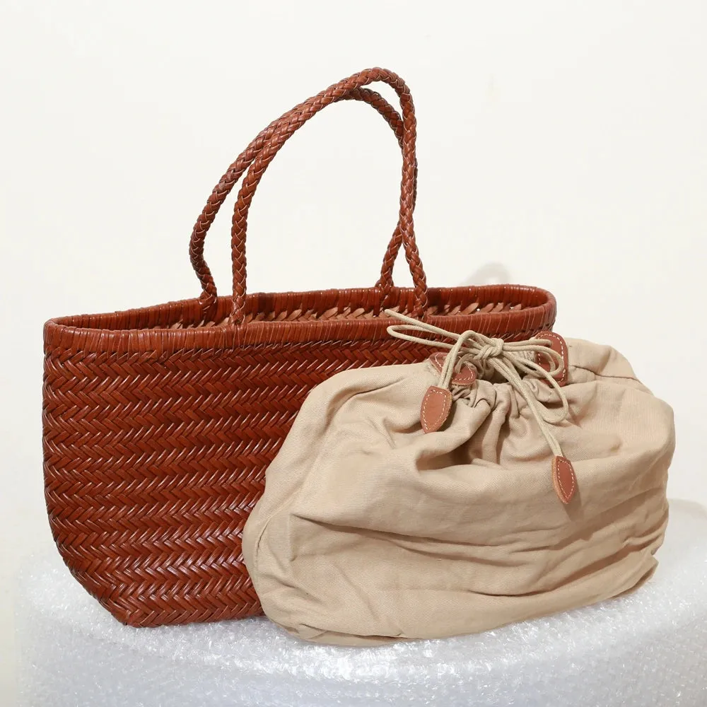 Genuine Leather Bag Weaving Casual Big Tote Purse Cowhide Handbags