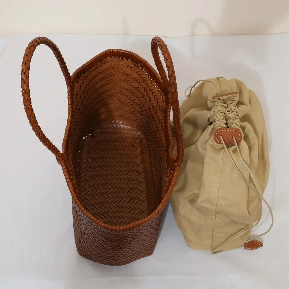 Genuine Leather Bag Weaving Casual Big Tote Purse Cowhide Handbags
