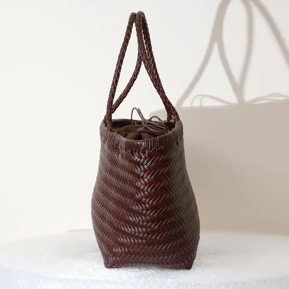 Genuine Leather Bag Weaving Casual Big Tote Purse Cowhide Handbags