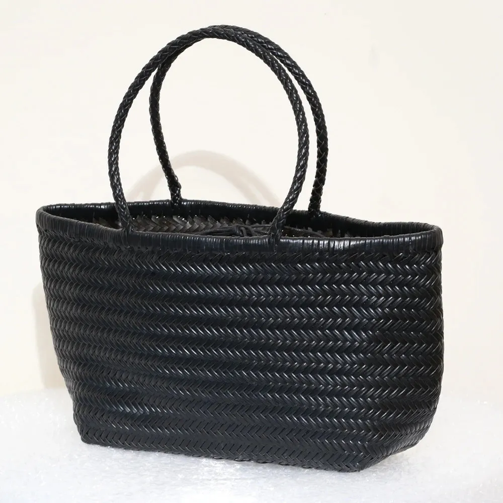 Genuine Leather Bag Weaving Casual Big Tote Purse Cowhide Handbags