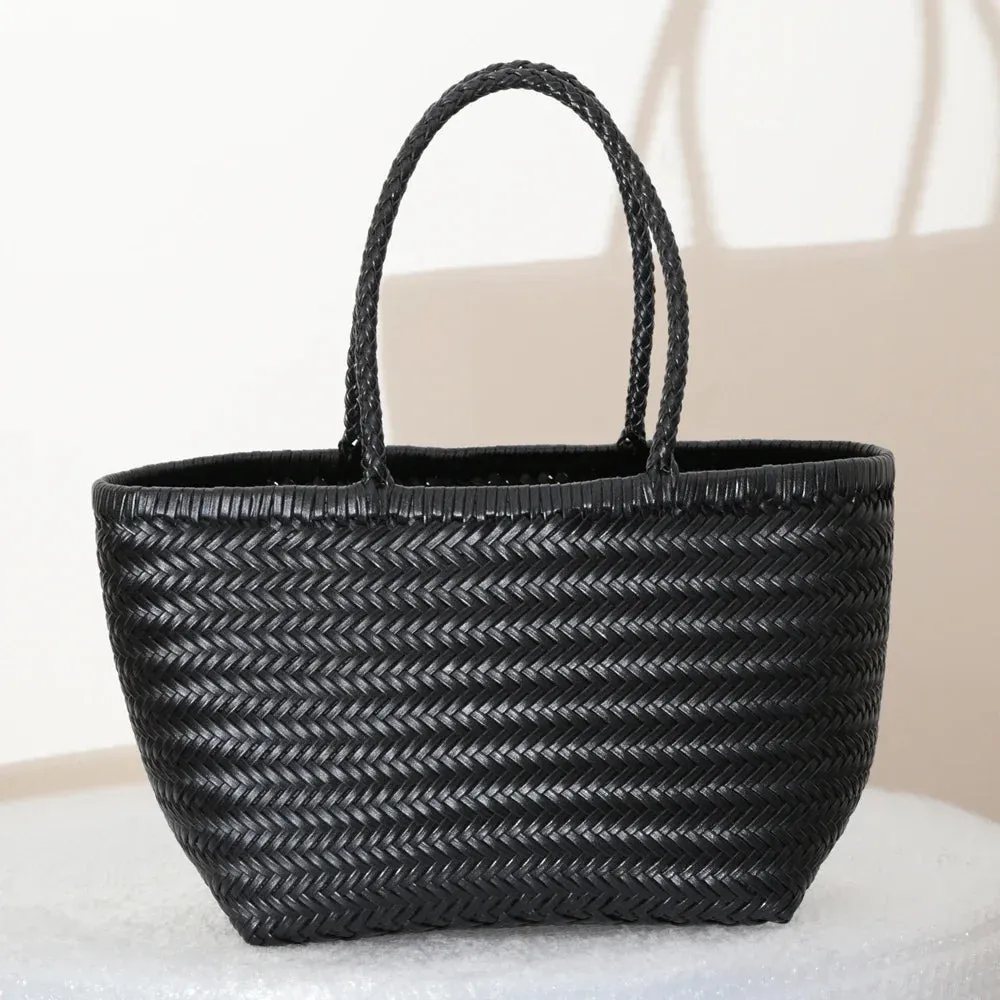Genuine Leather Bag Weaving Casual Big Tote Purse Cowhide Handbags