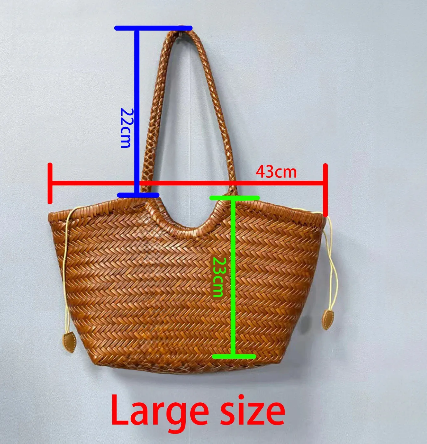 Genuine Leather Bag Weaving Casual Big Tote Purse Cowhide Handbags
