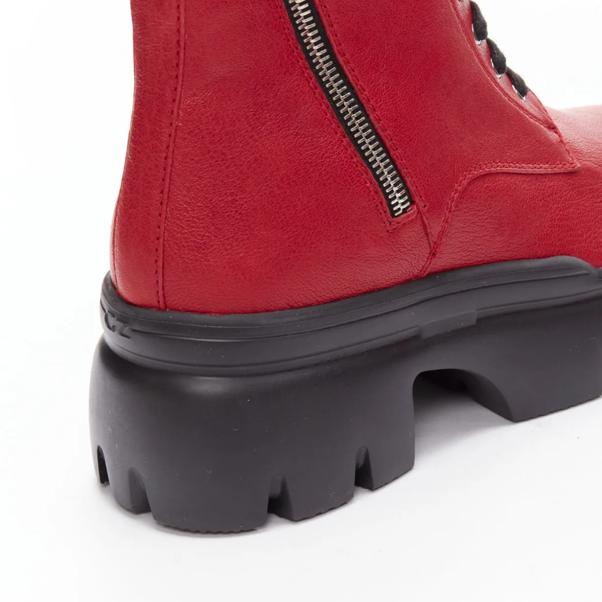 GIUSEPPE ZANOTTI Apocalypse red leather side zip combat boots EU39