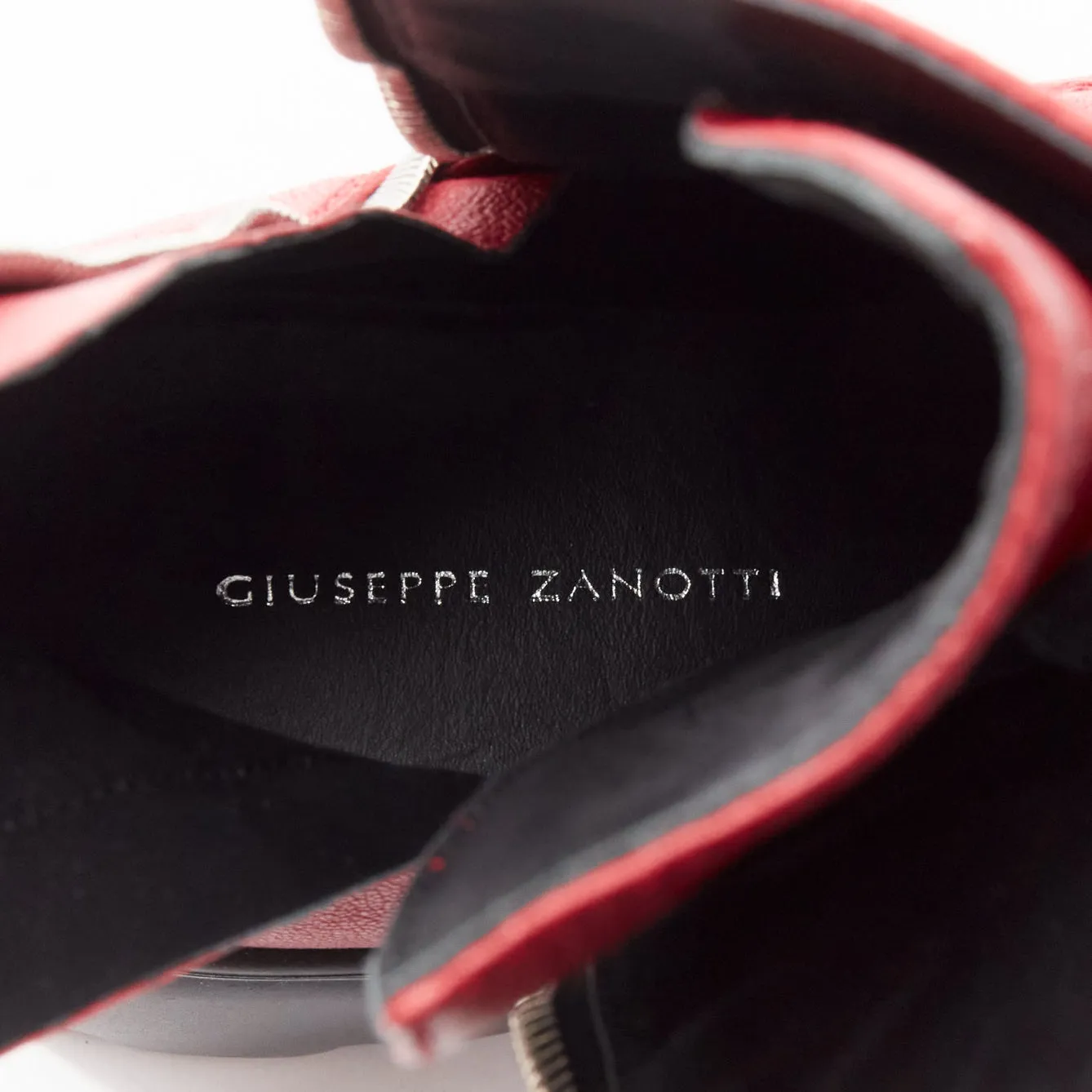 GIUSEPPE ZANOTTI Apocalypse red leather side zip combat boots EU39